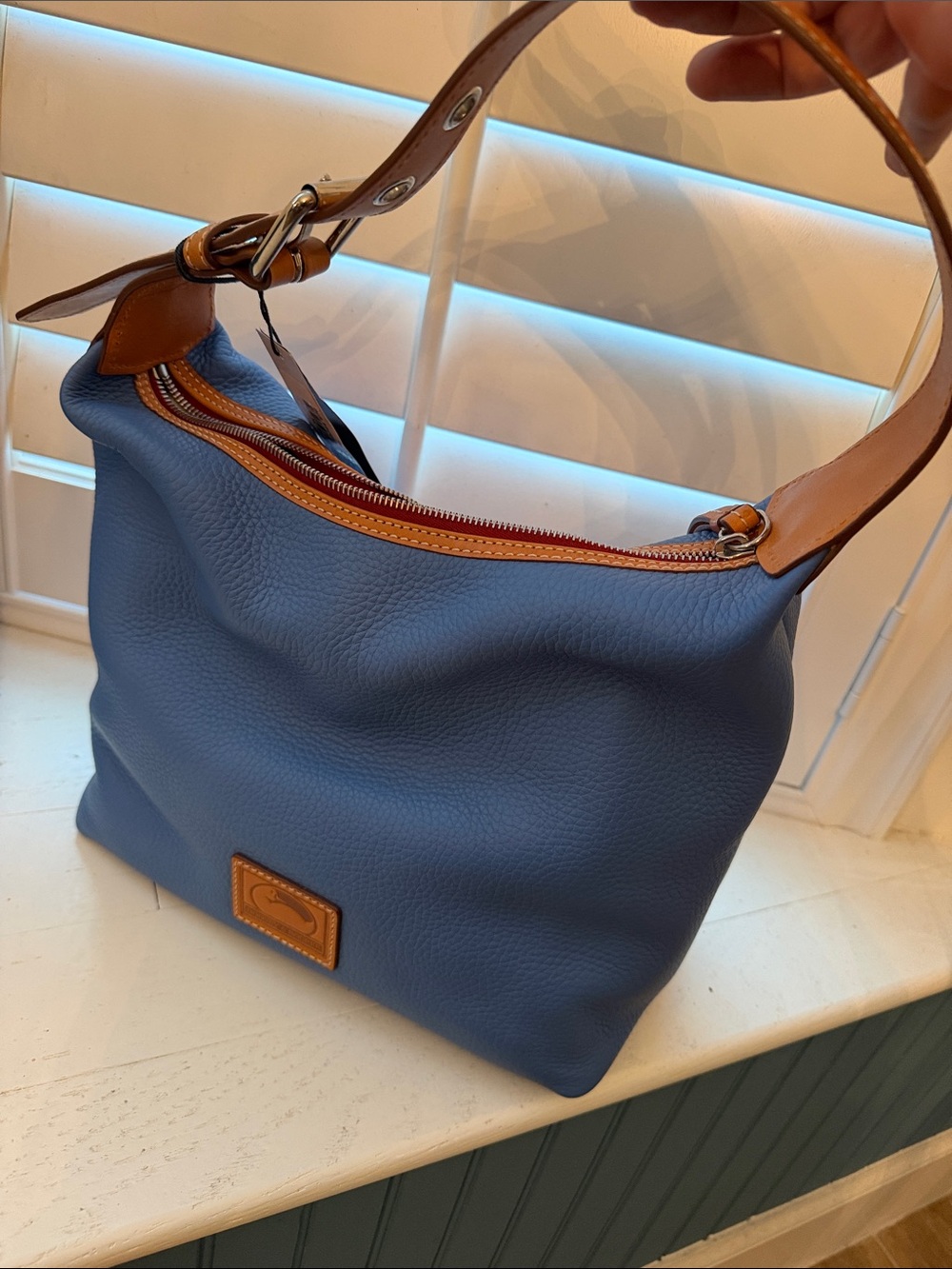 NWT! Rooney & Bourke blue leather handbag